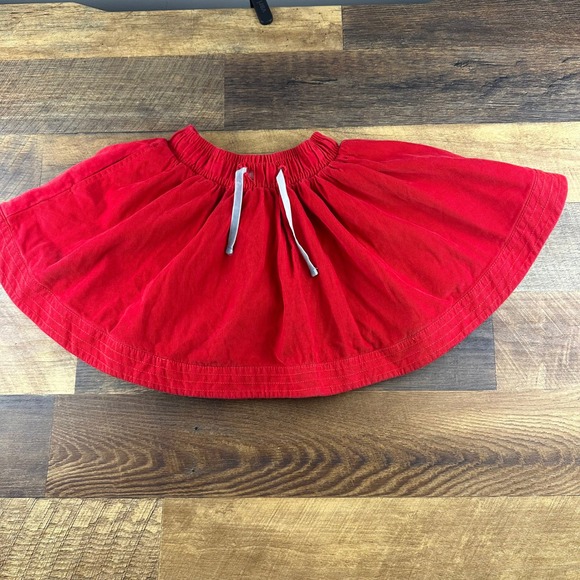 Mini Boden Corduroy Skirt Girls Size 5-6Y Red Floral Lined Elastic Waist - Picture 1 of 6